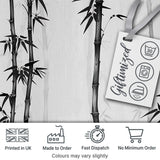 Minimalist Black Bamboo with Soft Mist Background Japanese Ink Style Design Digital Print Fabric by the Metre UK Sewing Quilting Textile