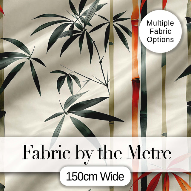 Artistic Bamboo Leaves and Stems on Neutral Background  Pattern Design Digital Print Fabric by the Metre UK Sewing Quilting Textile