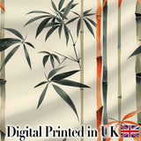 Artistic Bamboo Leaves and Stems on Neutral Background  Pattern Design Digital Print Fabric by the Metre UK Sewing Quilting Textile