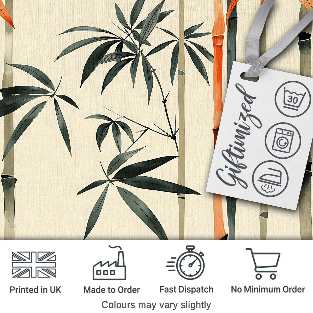 Artistic Bamboo Leaves and Stems on Neutral Background  Pattern Design Digital Print Fabric by the Metre UK Sewing Quilting Textile