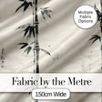 Traditional Ink Bamboo Branch on Textured Beige Background Pattern Art Style Digital Print Fabric by the Metre UK Sewing Quilting Textile