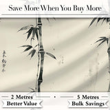 Traditional Ink Bamboo Branch on Textured Beige Background Pattern Art Style Digital Print Fabric by the Metre UK Sewing Quilting Textile
