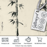 Traditional Ink Bamboo Branch on Textured Beige Background Pattern Art Style Digital Print Fabric by the Metre UK Sewing Quilting Textile