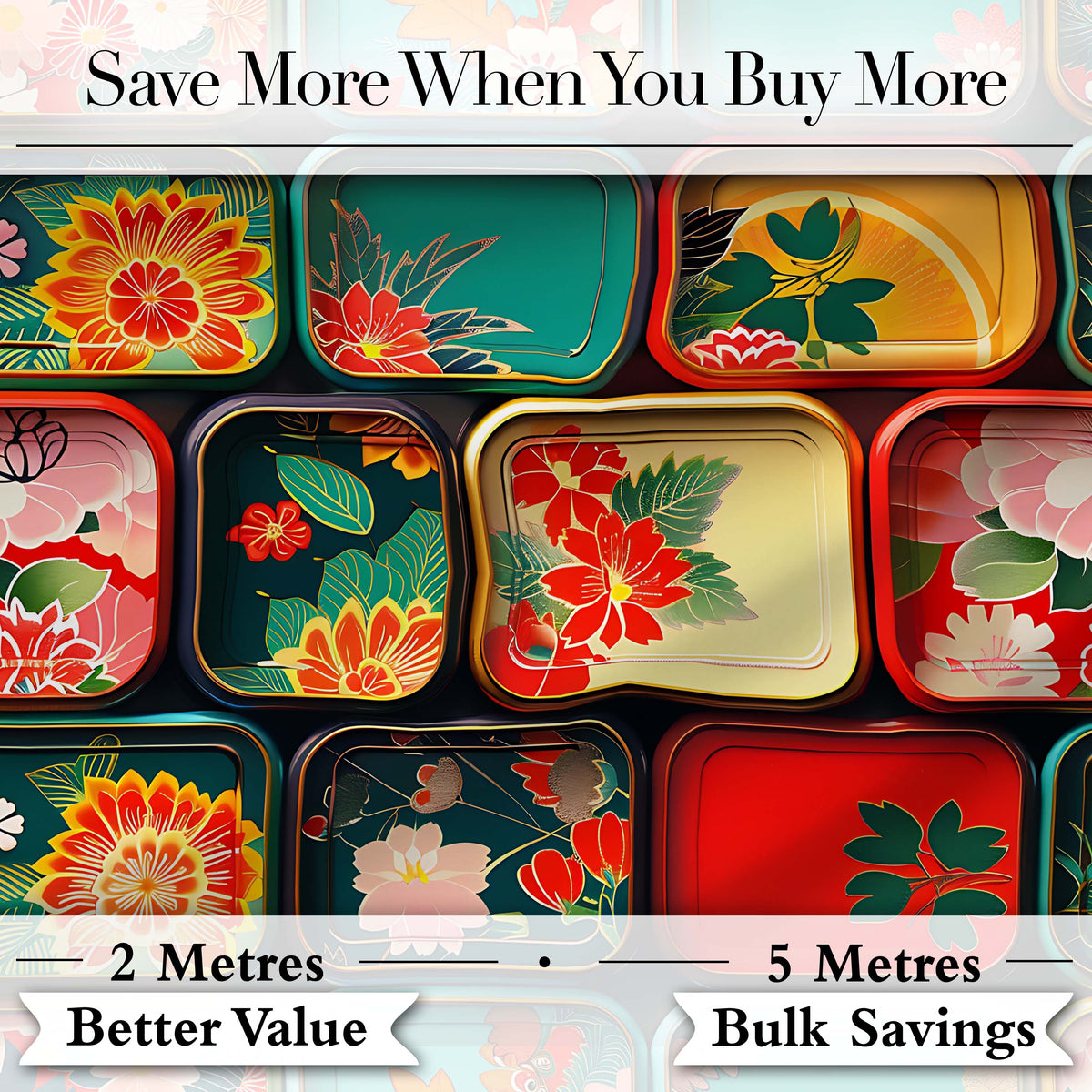 Japanese Floral Bento Box Lid Patterns  Pattern Vibrant Decorative Design Digital Print Fabric by the Metre UK Sewing Quilting Textile