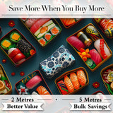 Assorted Sushi Bento Boxes with Fresh Ingredients  Pattern Japanese Food Theme Digital Print Fabric by the Metre UK Sewing Quilting Textile
