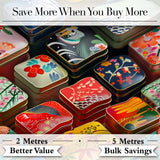 Decorative Japanese Bento Box Lids with Floral and Wave Patterns  Design Digital Print Fabric by the Metre UK Sewing Quilting Textile