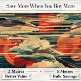 Modern High Speed Train with Rising Sun and Clouds Pattern Japanese TravelTheme Digital Print Fabric by the Metre UK Sewing Quilting Textile