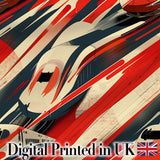 Dynamic Bullet Train Motion Abstract with Red and Black Lines Digital Print Fabric by the Metre UK Sewing Quilting Textile