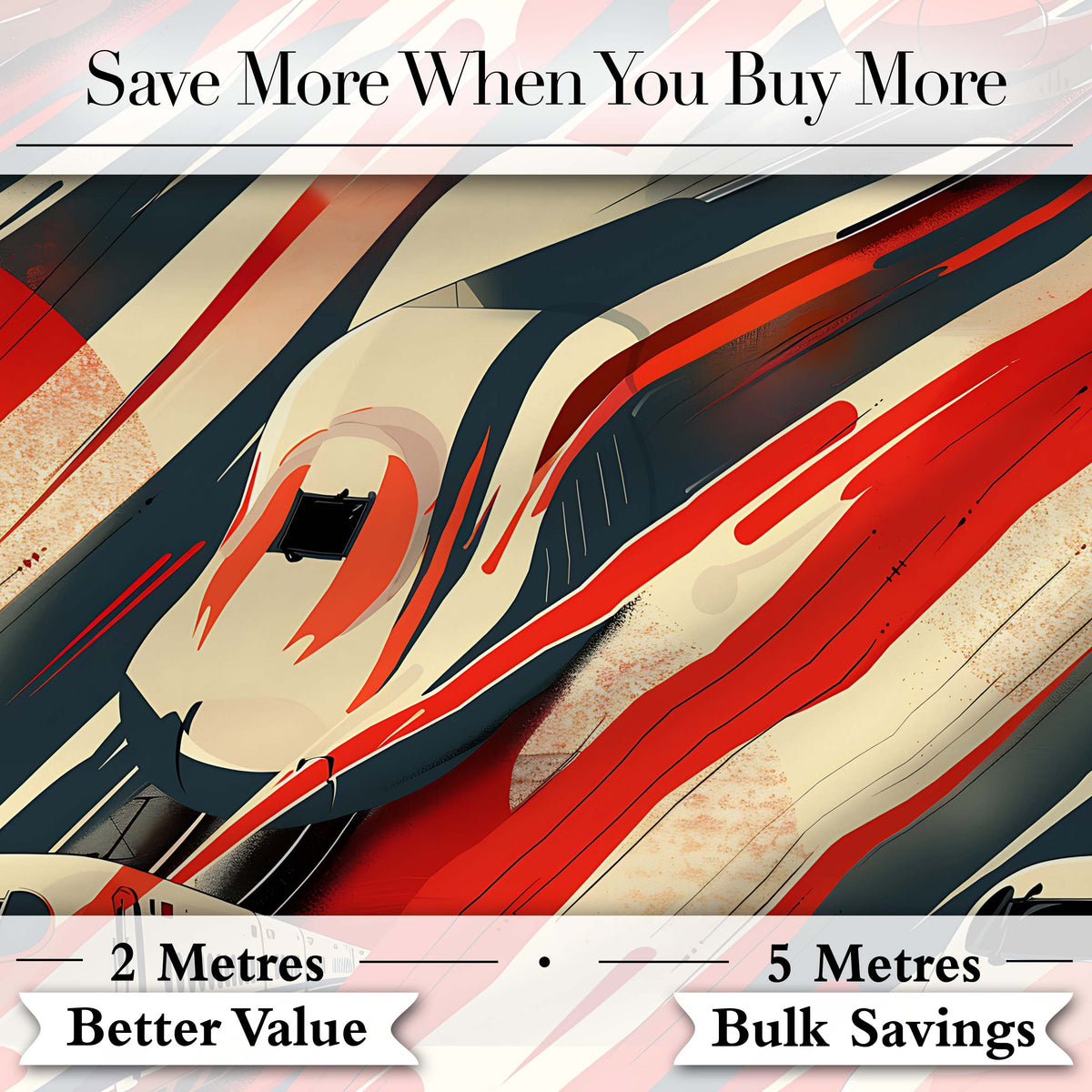 Dynamic Bullet Train Motion Abstract with Red and Black Lines Digital Print Fabric by the Metre UK Sewing Quilting Textile