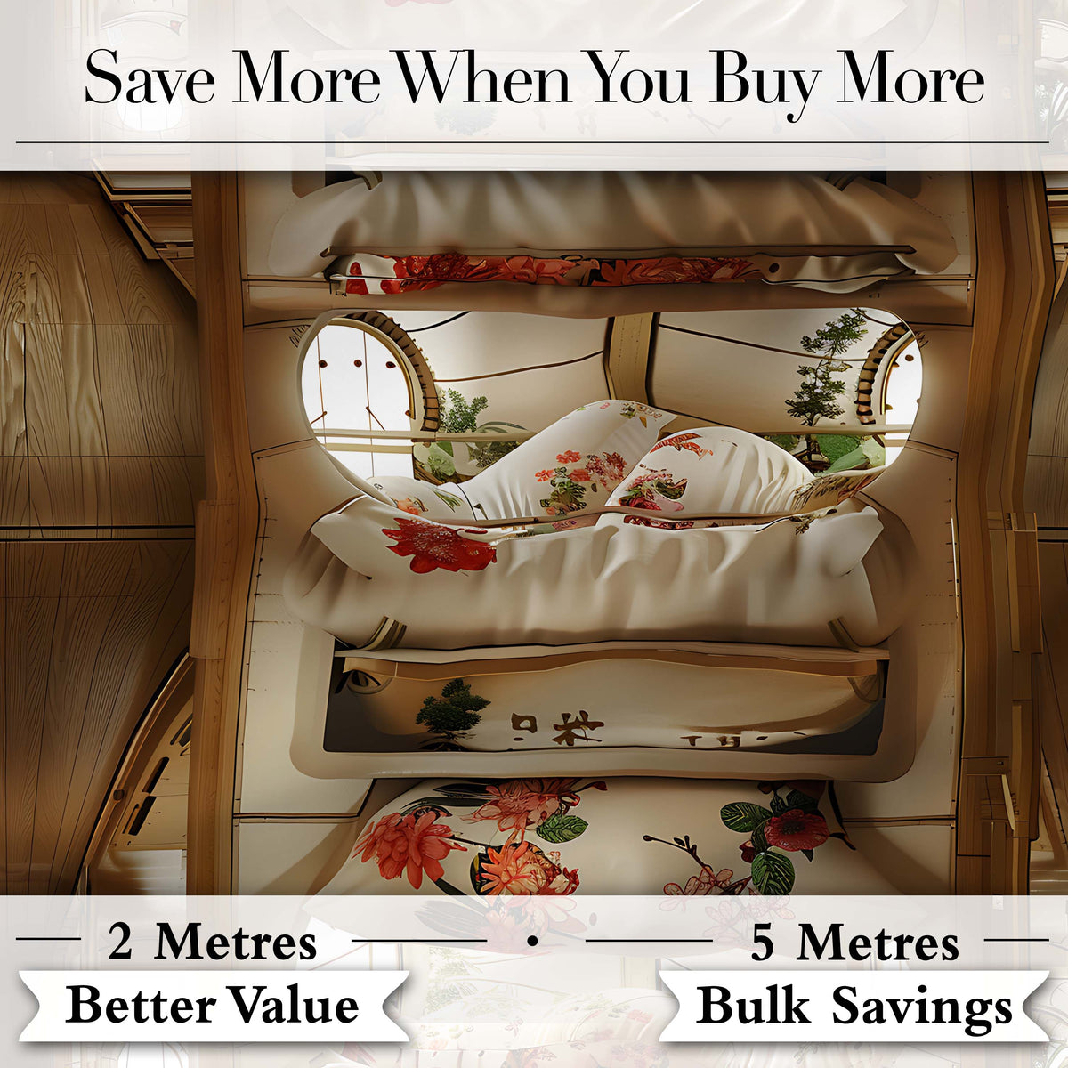 Luxury Capsule Bed Pods with Floral Bedding and Soft Lighting Design Digital Print Fabric by the Metre UK Sewing Quilting Textile