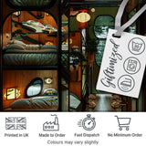 Modern Japanese Capsule Hotel Interior with Wooden Details Compact Living Space Digital Print Fabric by the Metre UK Sewing Quilting Textile
