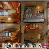 Capsule Living Pods with Decorative Interiors   Contemporary Japanese Design Digital Print Fabric by the Metre UK Sewing Quilting Textile