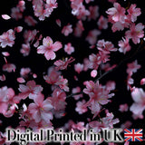 Soft Pink Cherry Blossom Flowers on Dark Background   Elegant Floral Design Digital Print Fabric by the Metre UK Sewing Quilting Textile