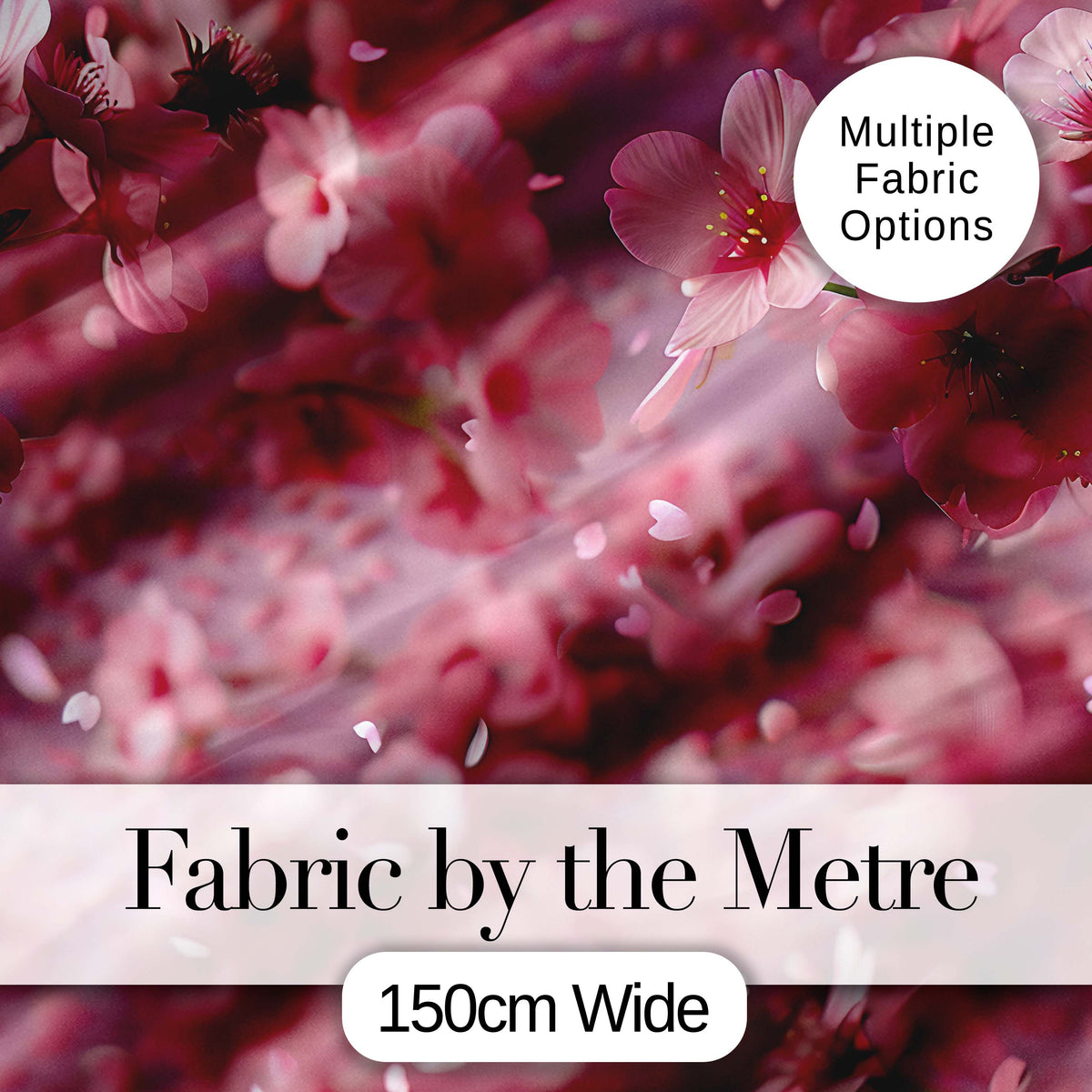 Dreamy Pink Cherry Blossom Branches with Soft Focus   Gentle Spring Floral Digital Print Fabric by the Metre UK Sewing Quilting Textile