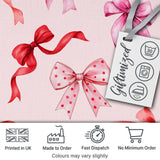 Watercolor Red and Pink Ribbon Bows   Soft Beige Background Cute Girly Design Digital Print Fabric by the Metre UK Sewing Quilting Textile