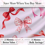 Watercolor Red Pink Ribbon Bows  Soft Lilac Background Cute Girly Fabric Design Digital Print Fabric by the Metre UK Sewing Quilting Textile