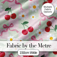Cute Cherry and Daisy Flowers with Pink Ribbon Bows   Green Check Background Digital Print Fabric by the Metre UK Sewing Quilting Textile