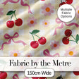 Cute Cherry and Daisy Flowers with Pink Ribbon Bows   Yellow Gingham Background Digital Print Fabric by the Metre UK Sewing Quilting Textile