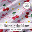 Cute Cherry and Daisy Flowers with Pink Ribbon Bows   Soft Lilac Background Digital Print Fabric by the Metre UK Sewing Quilting Textile