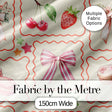 Cute Cherry and Daisy Flowers with Pink Ribbon Bows  Pattern White Background Digital Print Fabric by the Metre UK Sewing Quilting Textile