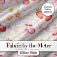 Cute Watercolor Cherry Strawberry Daisy Flowers Pink Bow Light Grey Background Digital Print Fabric by the Metre UK Sewing Quilting Textile