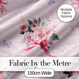 Watercolor Rose Bouquet with Red Ribbon and Butterflies Soft Blush Background Digital Print Fabric by the Metre UK Sewing Quilting Textile