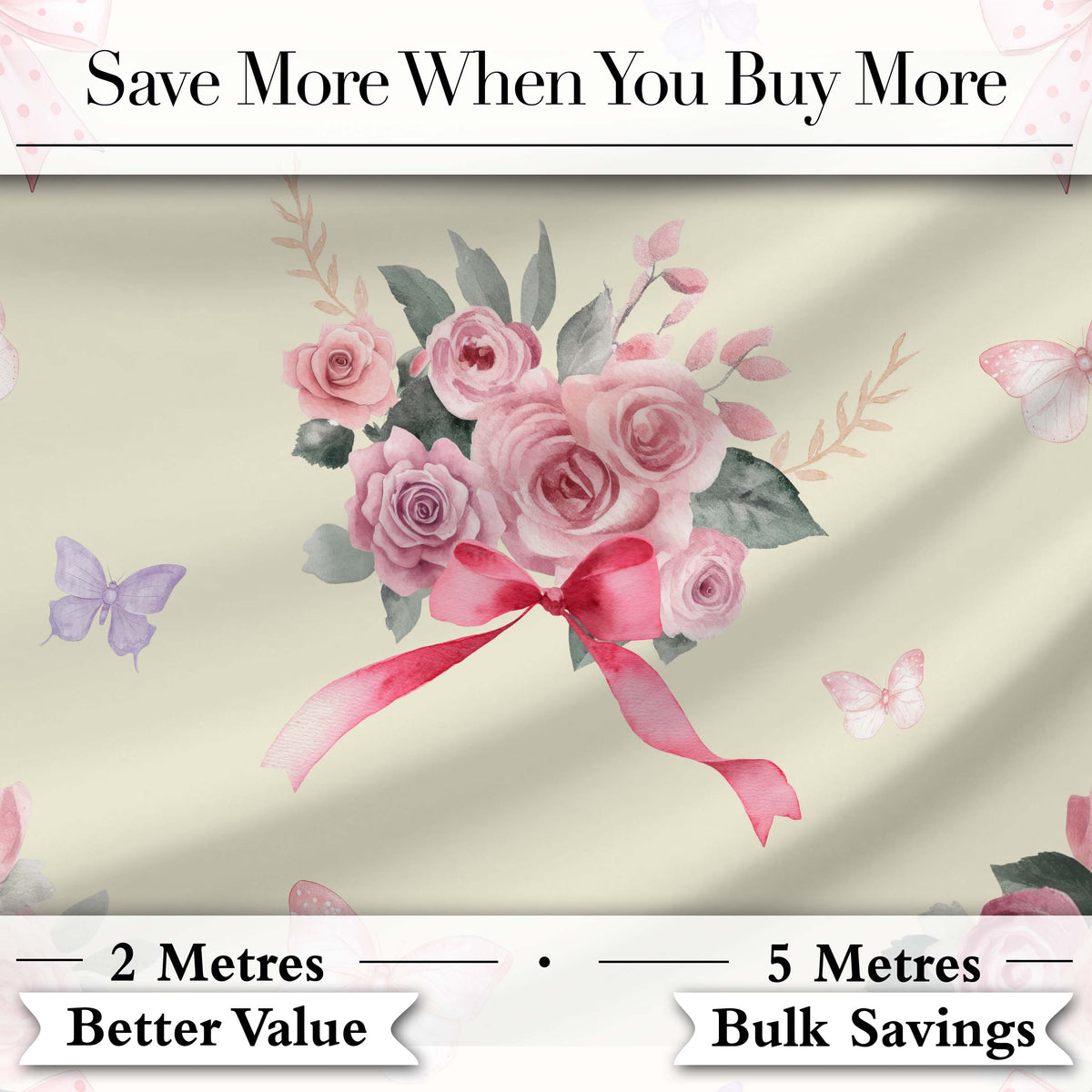 Cute Watercolor Roses Bouquet with Red Ribbon    Soft Olive Background Digital Print Fabric by the Metre UK Sewing Quilting Textile