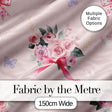 Cute Watercolor Roses Bouquet with Red Ribbon    Warm Blush Background Digital Print Fabric by the Metre UK Sewing Quilting Textile