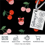 Cute Cherry Fruit with Bow and Sprinkles Seamless Pattern Black Background Digital Print Fabric by the Metre UK Sewing Quilting Textile