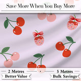 Cute Cherry Fruit with Bow and Sprinkles Seamless Pattern Soft Lilac Background Digital Print Fabric by the Metre UK Sewing Quilting Textile