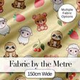 Cute Cute Animals Bear Sloth Sheep Strawberry  Pattern Warm Beige Background Digital Print Fabric by the Metre UK Sewing Quilting Textile