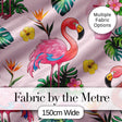 Tropical Flamingo Bird with Exotic Flowers Leaves   Blush Pink Background Digital Print Fabric by the Metre UK Sewing Quilting Textile