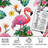 Tropical Flamingo Bird with Exotic Flowers Leaves   Light Grey Background Digital Print Fabric by the Metre UK Sewing Quilting Textile