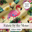 Tropical Flamingo Bird with Exotic Flowers Leaves  Pattern Yellow Background Digital Print Fabric by the Metre UK Sewing Quilting Textile