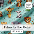 Cute Jungle Baby Animals Lion Tiger Elephant Giraffe  Pattern Mint Background Digital Print Fabric by the Metre UK Sewing Quilting Textile