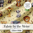 Cute Jungle Baby Animals Lion Tiger Elephant Giraffe  Pattern Beige Background Digital Print Fabric by the Metre UK Sewing Quilting Textile