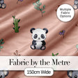 Cute Panda Bear with Bamboo Leaves Floral Seamless Pattern Peach Background Digital Print Fabric by the Metre UK Sewing Quilting Textile