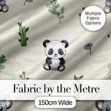 Cute Panda Bear with Bamboo Leaves Floral Seamless Pattern Cream Background Digital Print Fabric by the Metre UK Sewing Quilting Textile