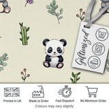 Cute Panda Bear with Bamboo Leaves Floral Seamless Pattern Cream Background Digital Print Fabric by the Metre UK Sewing Quilting Textile