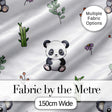 Cute Panda Bear with Bamboo Leaves Floral  Pattern Light Grey Background Digital Print Fabric by the Metre UK Sewing Quilting Textile
