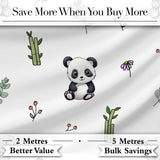 Cute Panda Bear with Bamboo Leaves Floral  Pattern Light Grey Background Digital Print Fabric by the Metre UK Sewing Quilting Textile