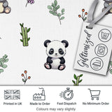 Cute Panda Bear with Bamboo Leaves Floral  Pattern Light Grey Background Digital Print Fabric by the Metre UK Sewing Quilting Textile
