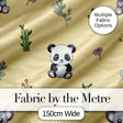 Cute Panda Bear with Bamboo Leaves Floral  Pattern Warm Beige Background Digital Print Fabric by the Metre UK Sewing Quilting Textile