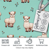 Cute Alpaca Llama Farm Animals Floral Seamless Pattern Mint Green Background Digital Print Fabric by the Metre UK Sewing Quilting Textile