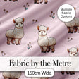 Cute Alpaca Llama Farm Animals Floral Seamless Pattern Blush Pink Background Digital Print Fabric by the Metre UK Sewing Quilting Textile