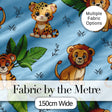 Cute Jungle Animals Lion Tiger Leopard Tropical Leaves   Sky Blue Background Digital Print Fabric by the Metre UK Sewing Quilting Textile