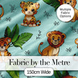 Cute Jungle Animals Lion Tiger Leopard Tropical Leaves   Mint Green Background Digital Print Fabric by the Metre UK Sewing Quilting Textile