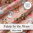 Cute Cute Baby Animals Bear Sheep Sloth Strawberry Cherry   Peach Background Digital Print Fabric by the Metre UK Sewing Quilting Textile