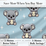 Cute Koala Bears with Stars Blue Background Seamless Pattern Digital Print Fabric by the Metre UK Sewing Quilting Textile