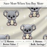 Cute Koala Bears with Stars Beige Background Seamless Pattern Digital Print Fabric by the Metre UK Sewing Quilting Textile